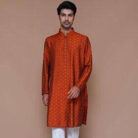 Jamawar Rust Classic Fit Kurta