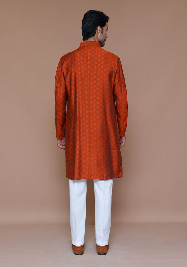 Jamawar Rust Classic Fit Kurta - Image 3