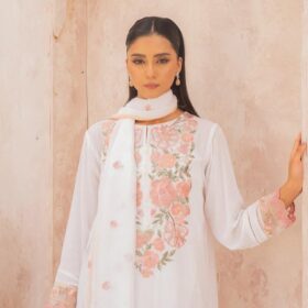 3PC - Embroidered Self Textured Dotted Lawn Suit