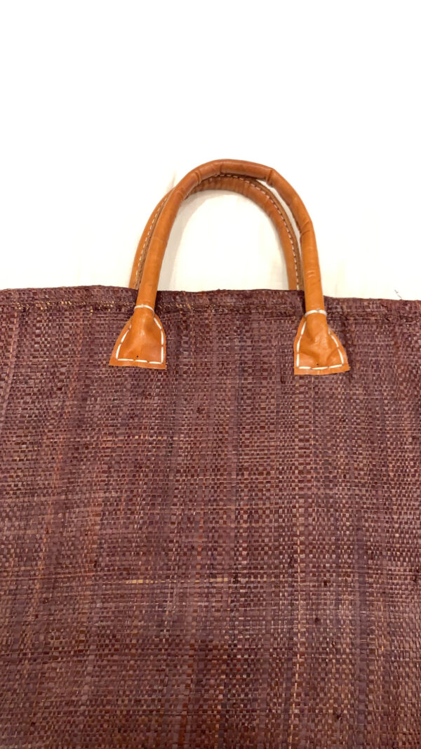 Chocolate Brown Woven Tote Bag - Image 4