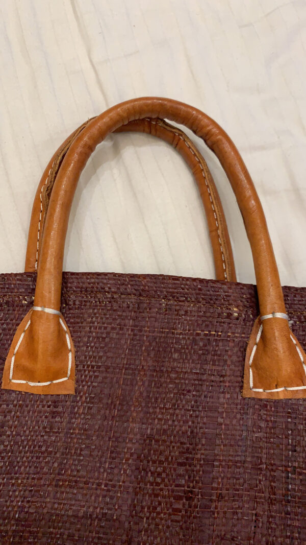 Chocolate Brown Woven Tote Bag - Image 2