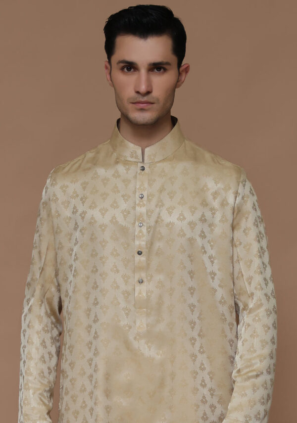 Jamawar Gold Classic Fit Kurta - Image 3